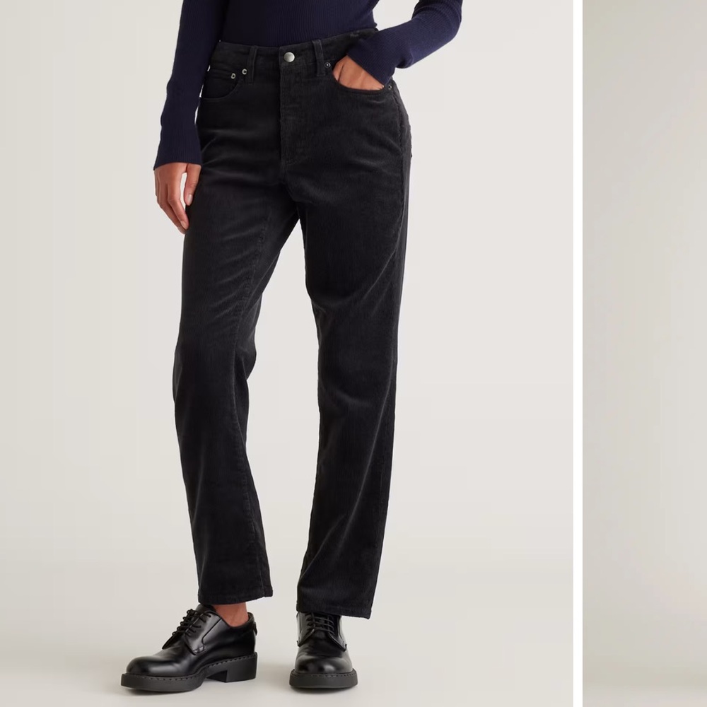 Organic Stretch Corduroy Straight Leg Pants. 28” Black. size 12